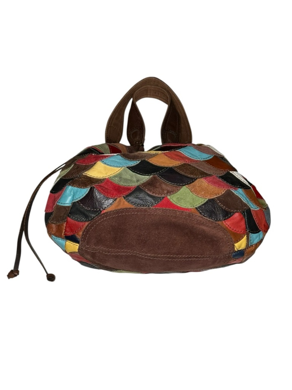 Vintage Y2K: Lucky Brand 𖦹 Patchwork Suede Leather Hobo Bag Handbag 𖦹 Festival - Picture 14 of 16